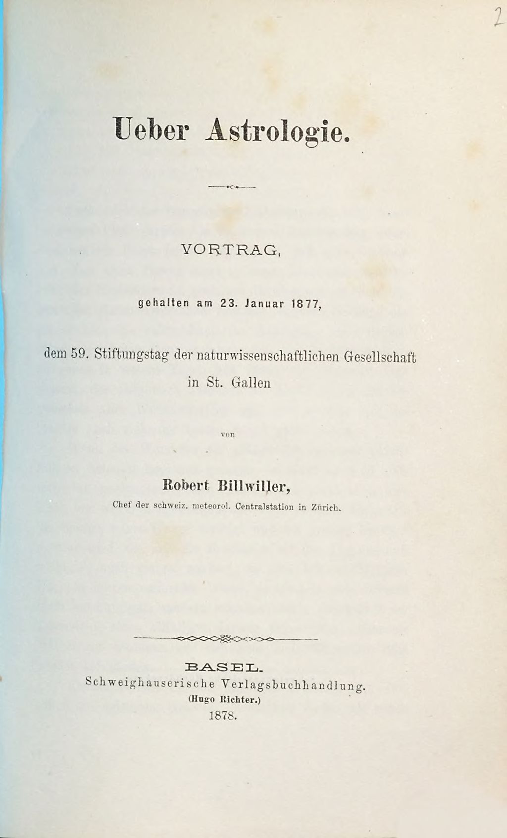 Cover of Ueber Astrologie