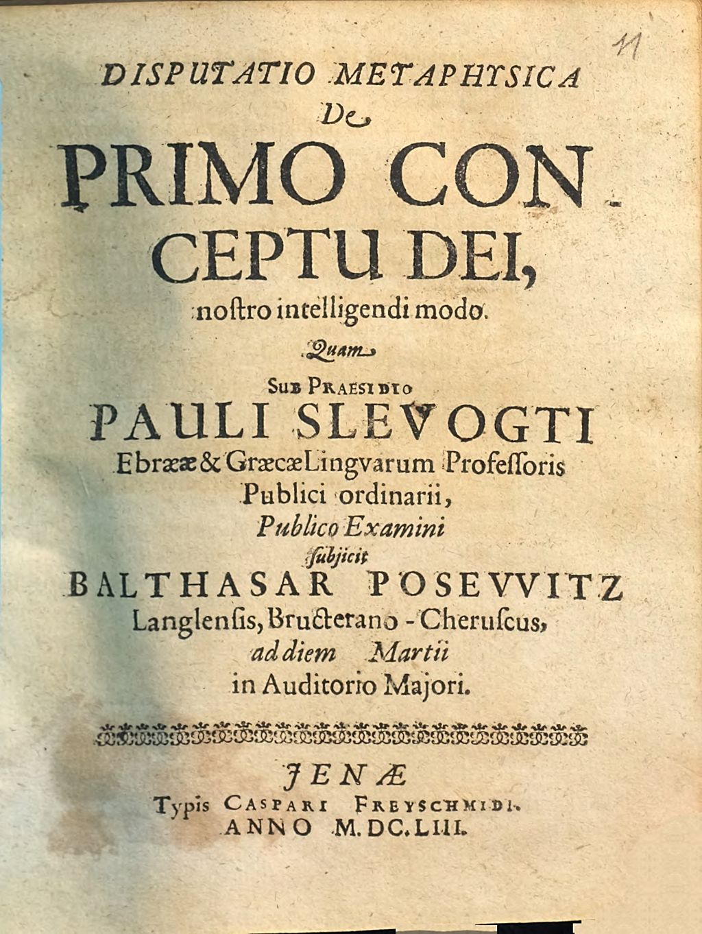 Cover of Disputatio Metaphysica De Primo Conceptu Dei, nostro intellegendi modo