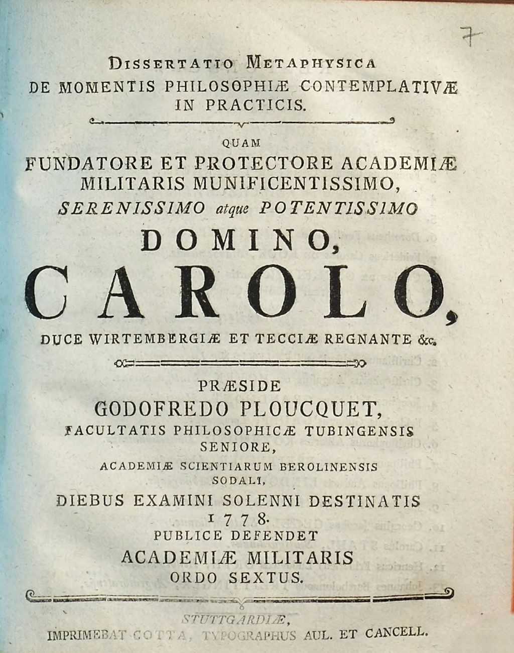 Cover of Dissertatio Metaphysica De Momentis Philosophiae Contemplativae In Practicis