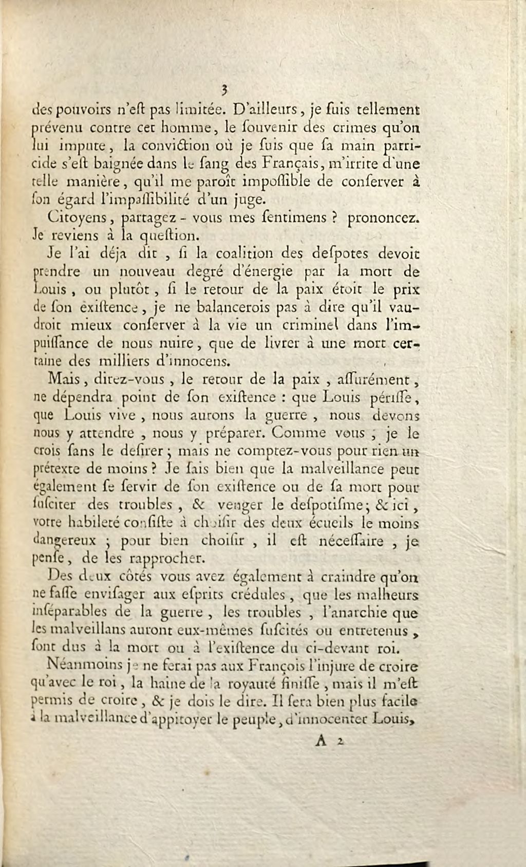Cover of Joseph Serre [!], sur la question suivante: La mort de Louis intéresse-t-elle le salut de la République? Ou plutôt, entre les dangers où nous expose son existence ou sa mort, quel est le moindre?