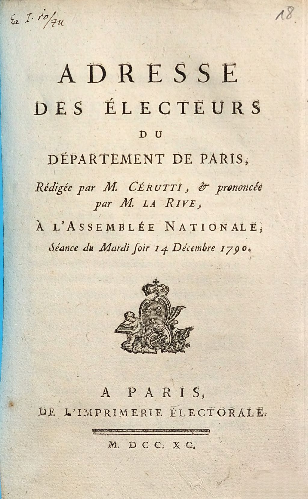 Cover of Adresse des électeurs du Département de Paris