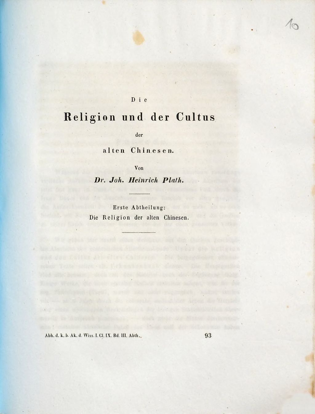 Cover of Die Religion und der Cultus der alten Chinesen. 1, Die Religion der alten Chinesen