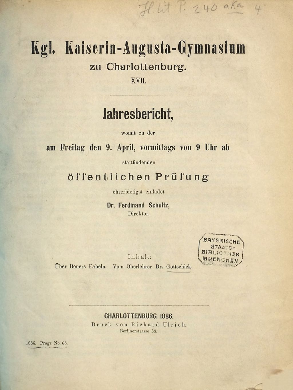 Cover of Über Boners Fabeln