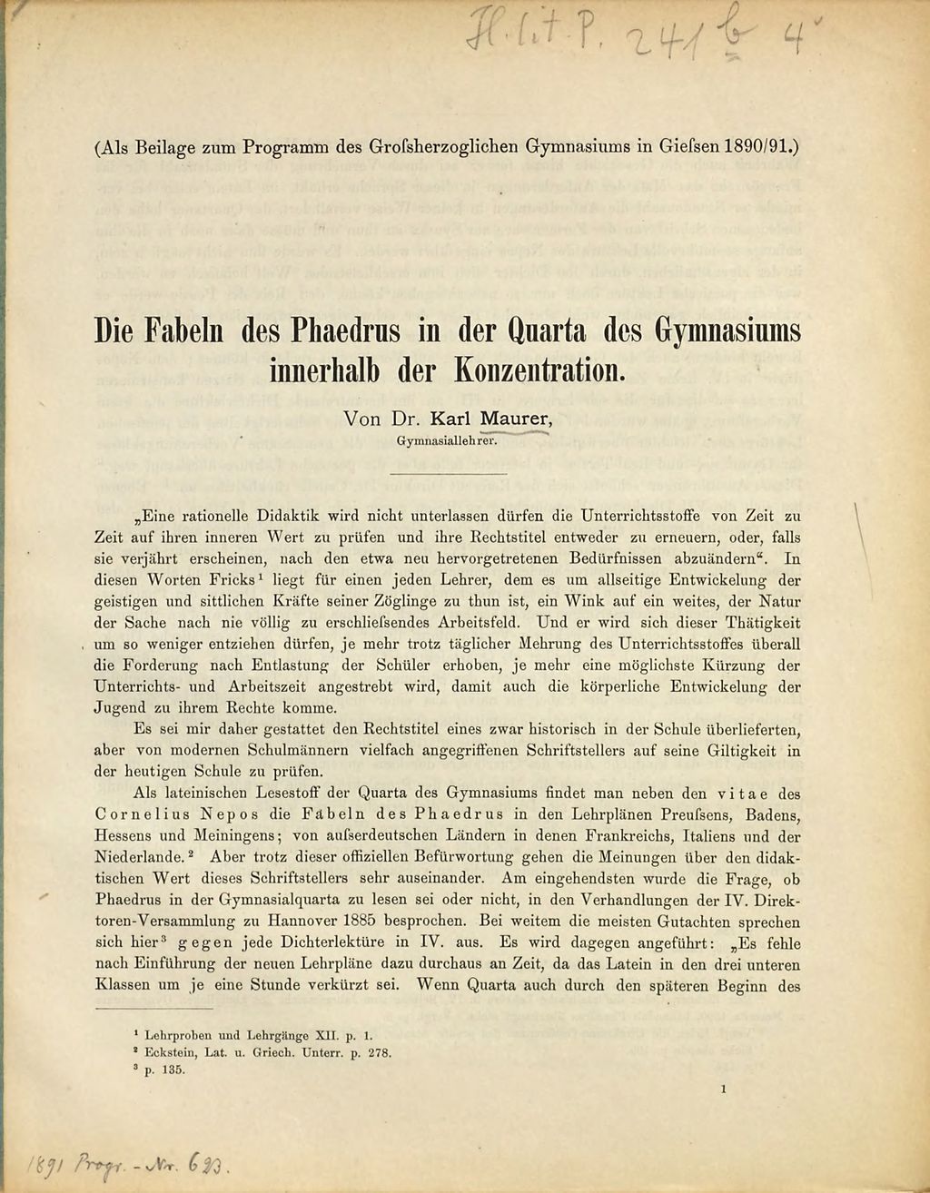 Cover of Die Fabeln des Phaedrus in der Quarta des Gymnasiums innerhalb der Konzentration