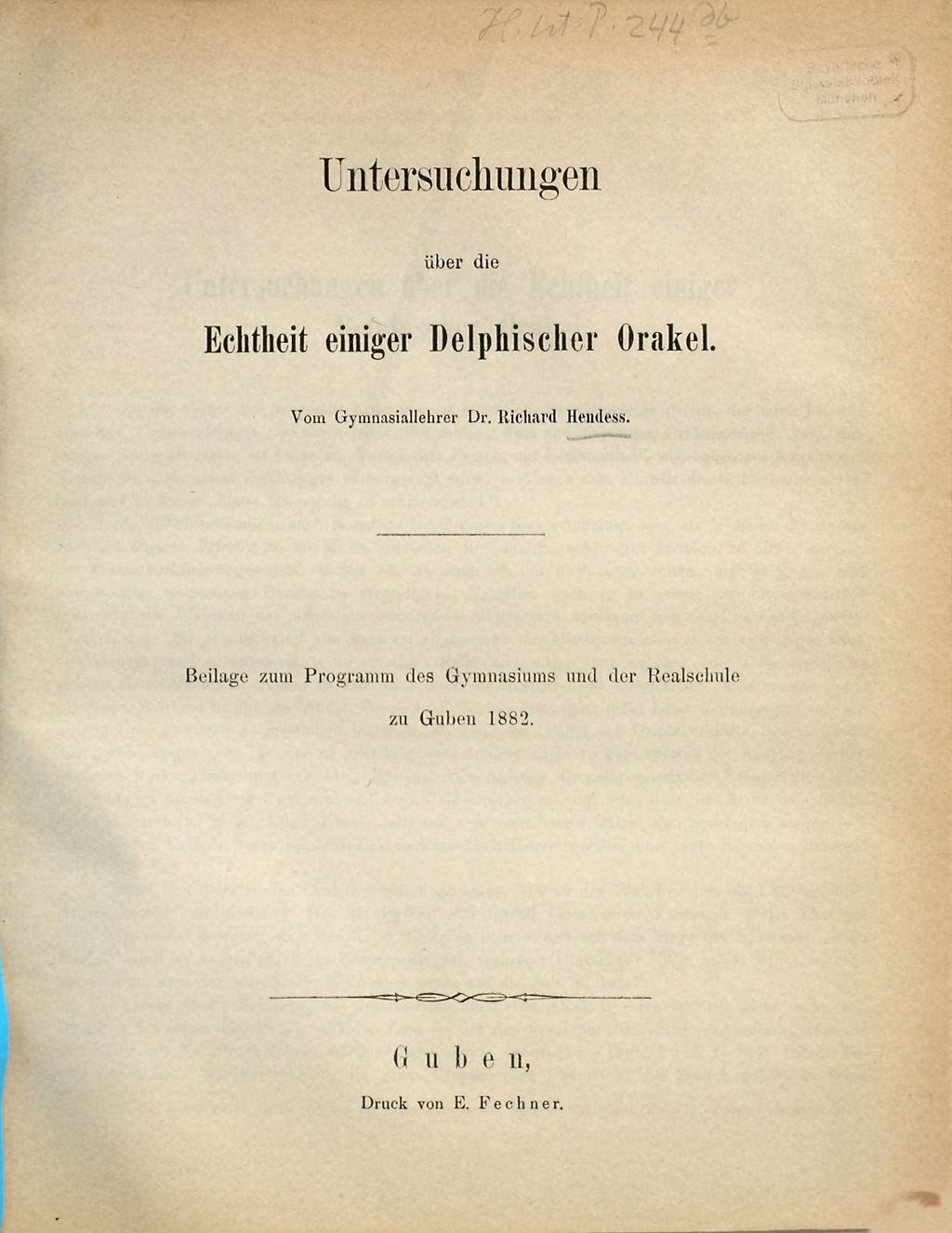Cover of Untersuchungen über die Echtheit einiger Delphischer Orakel
