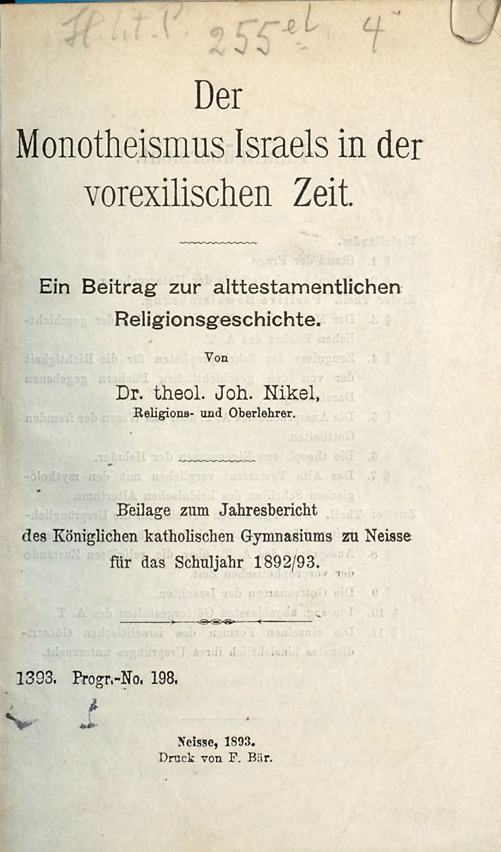 Cover of Der Monotheismus Israels in der vorexilischen Zeit