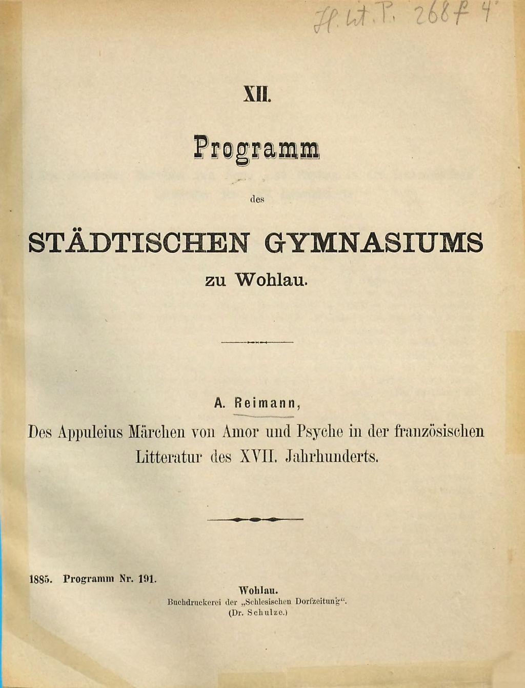 Cover of Des Appuleius Märchen von Amor und Psyche in der französischen Litteratur des XVII. Jahrhunderts