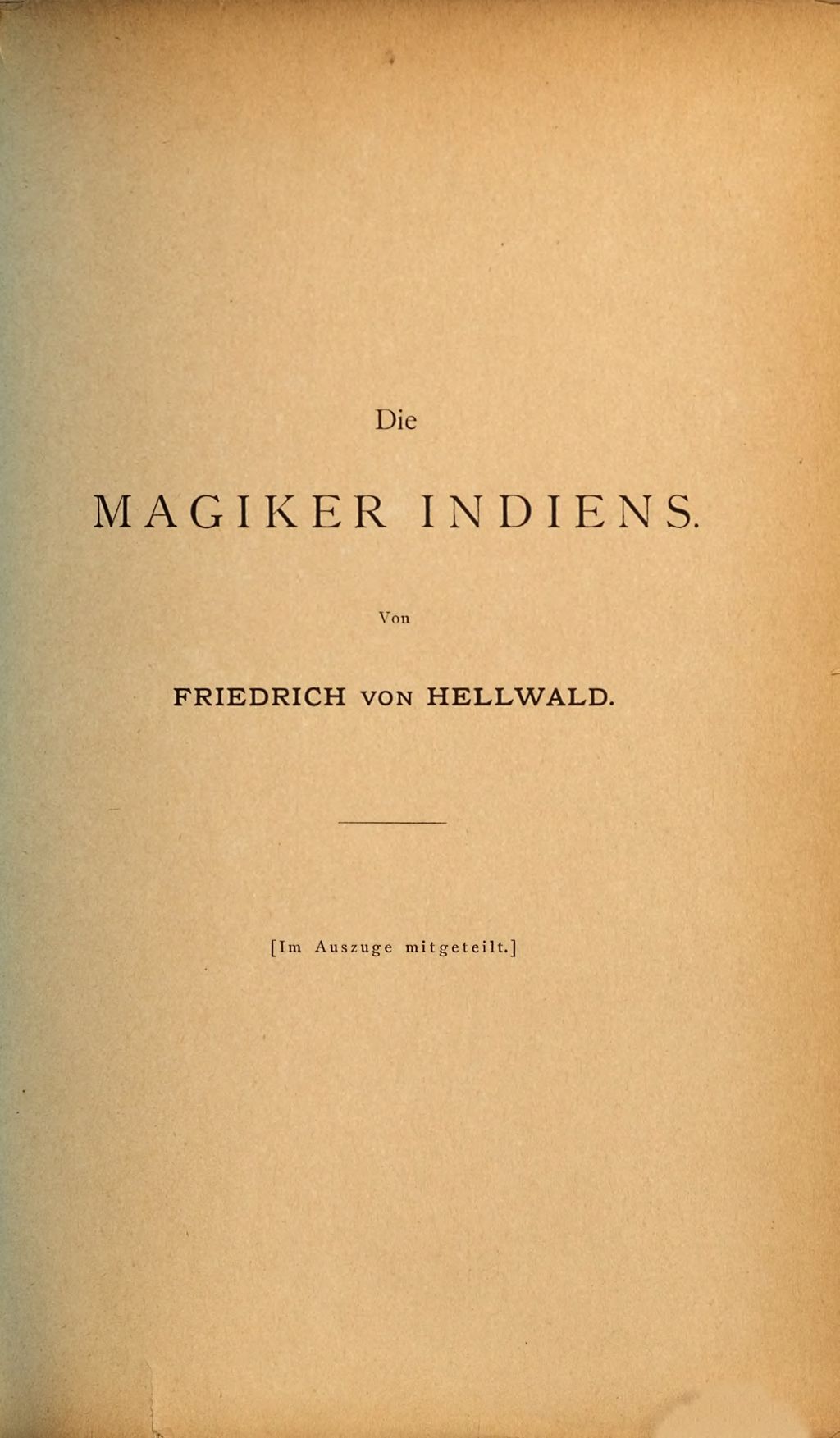 Cover of Die Magiker Indiens