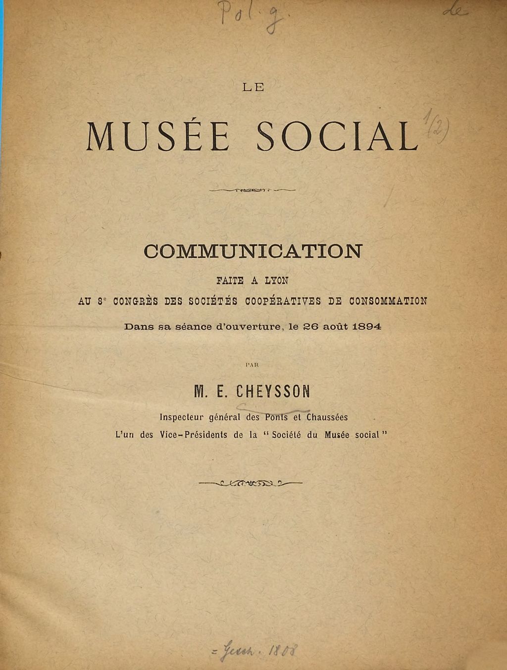Cover of Le musée social
