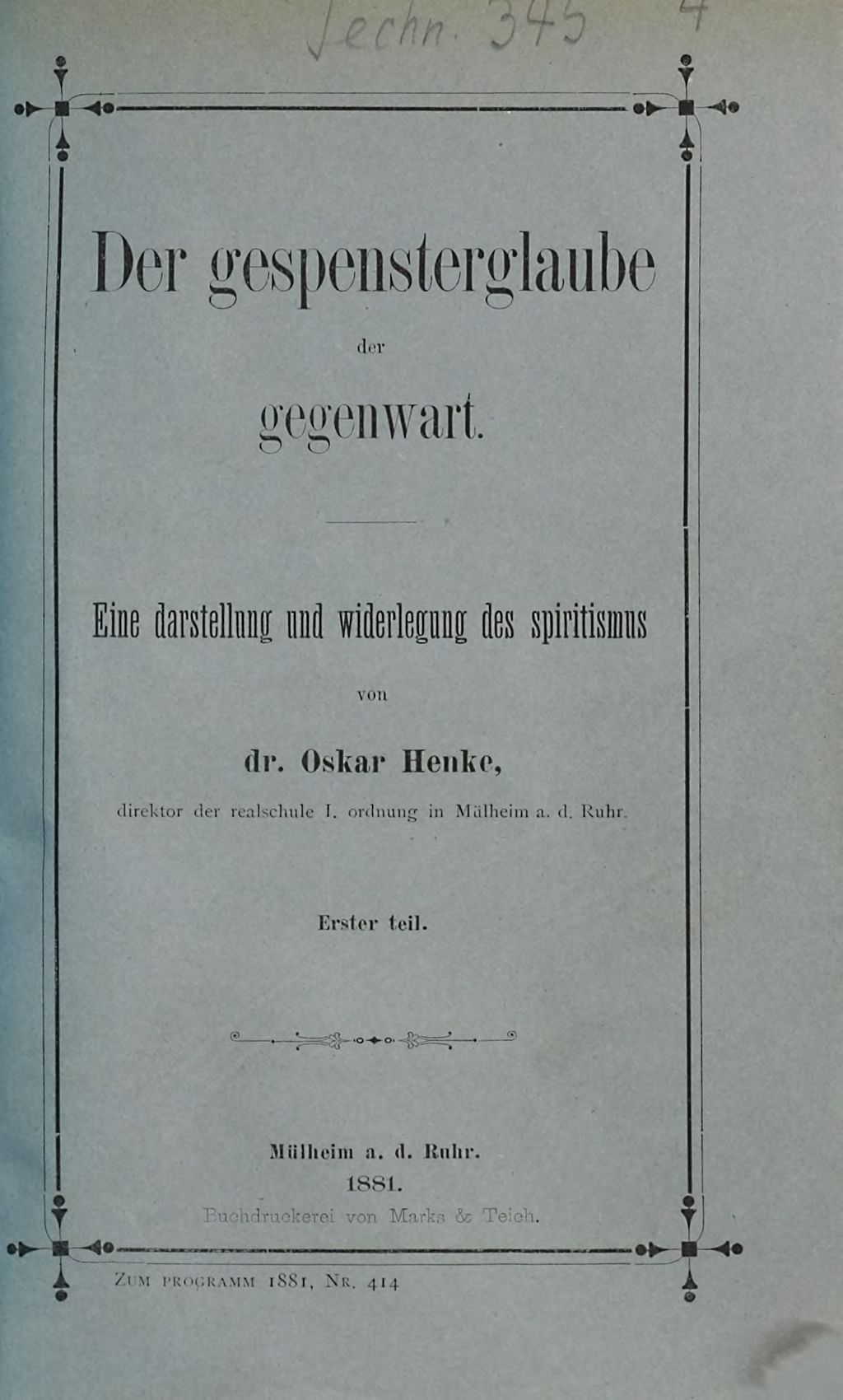 Cover of Der Gespensterglaube der Gegenwart