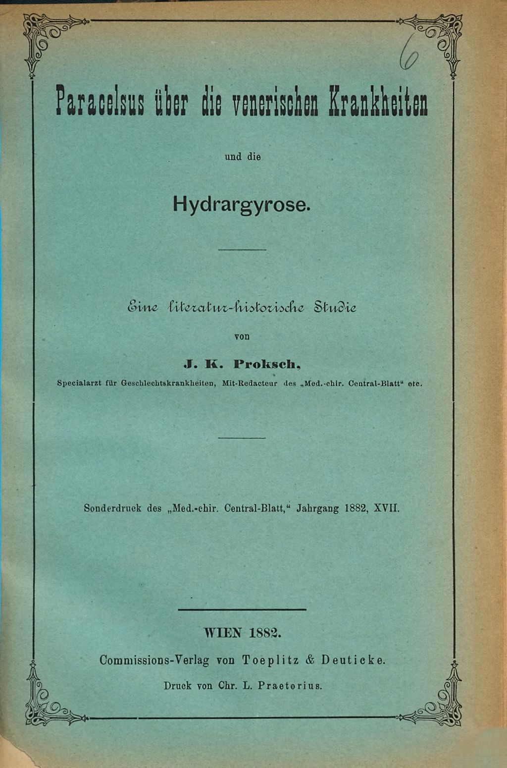 Cover of Paracelsus über die venerischen Krankheiten und die Hydrargyrose