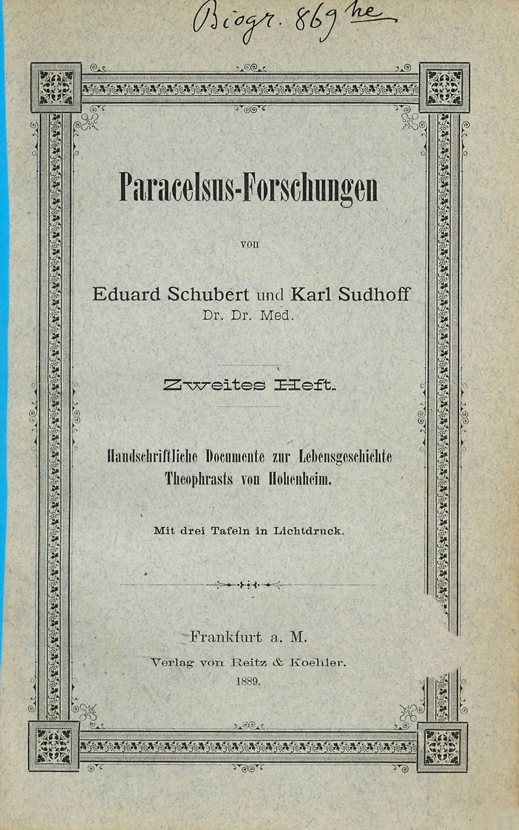 Cover of Paracelsus -Forschungen. 2