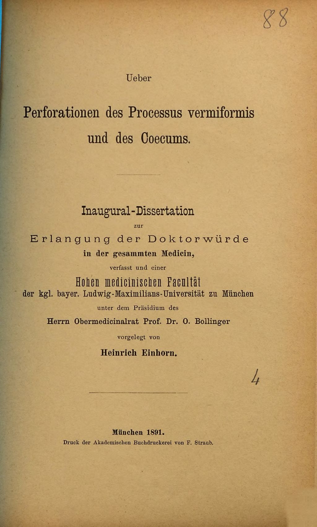 Cover of Ueber Perforationen des Processus vermiformis und des Coecums