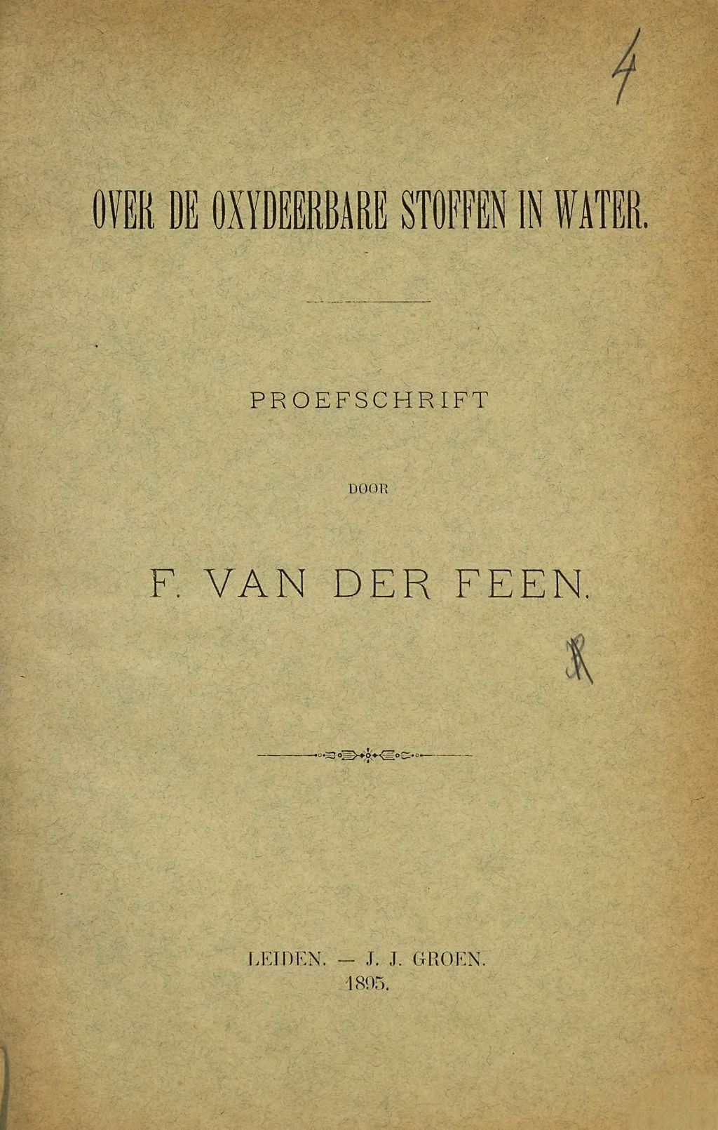 Cover of Over de oxydeerbare stoffen in water