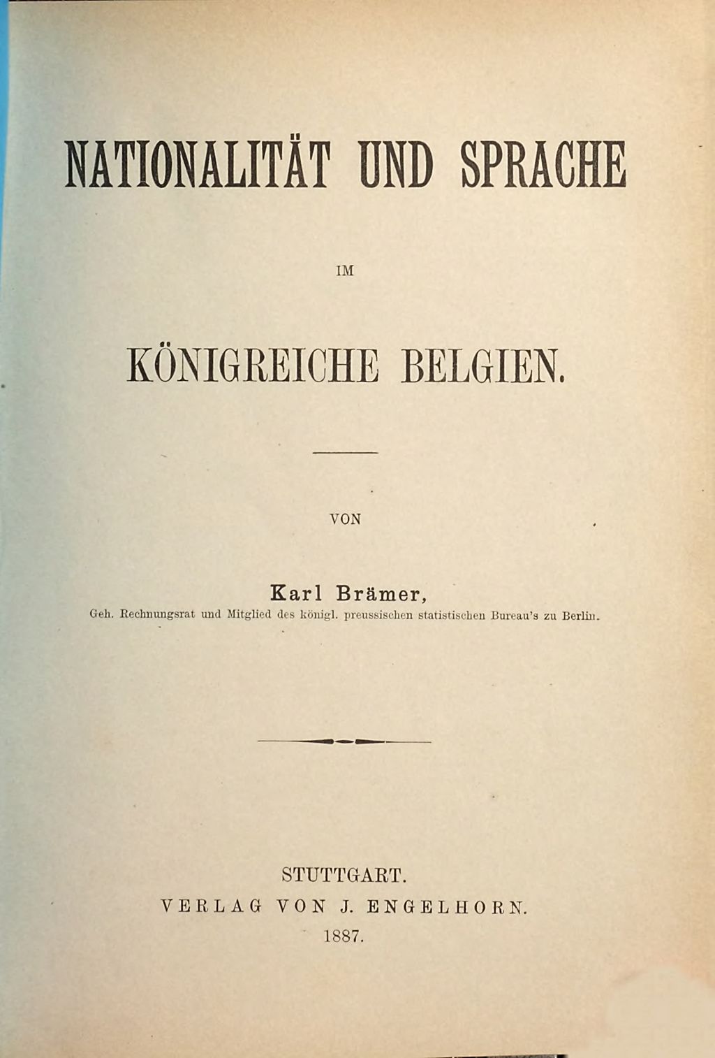 Cover of Nationalität und Sprache im Königreiche Belgien
