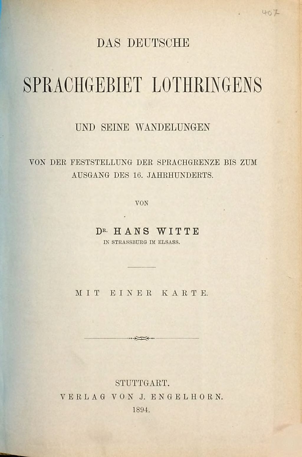 Cover of Das deutsche Sprachgebiet Lothringens und seine Wandelungen