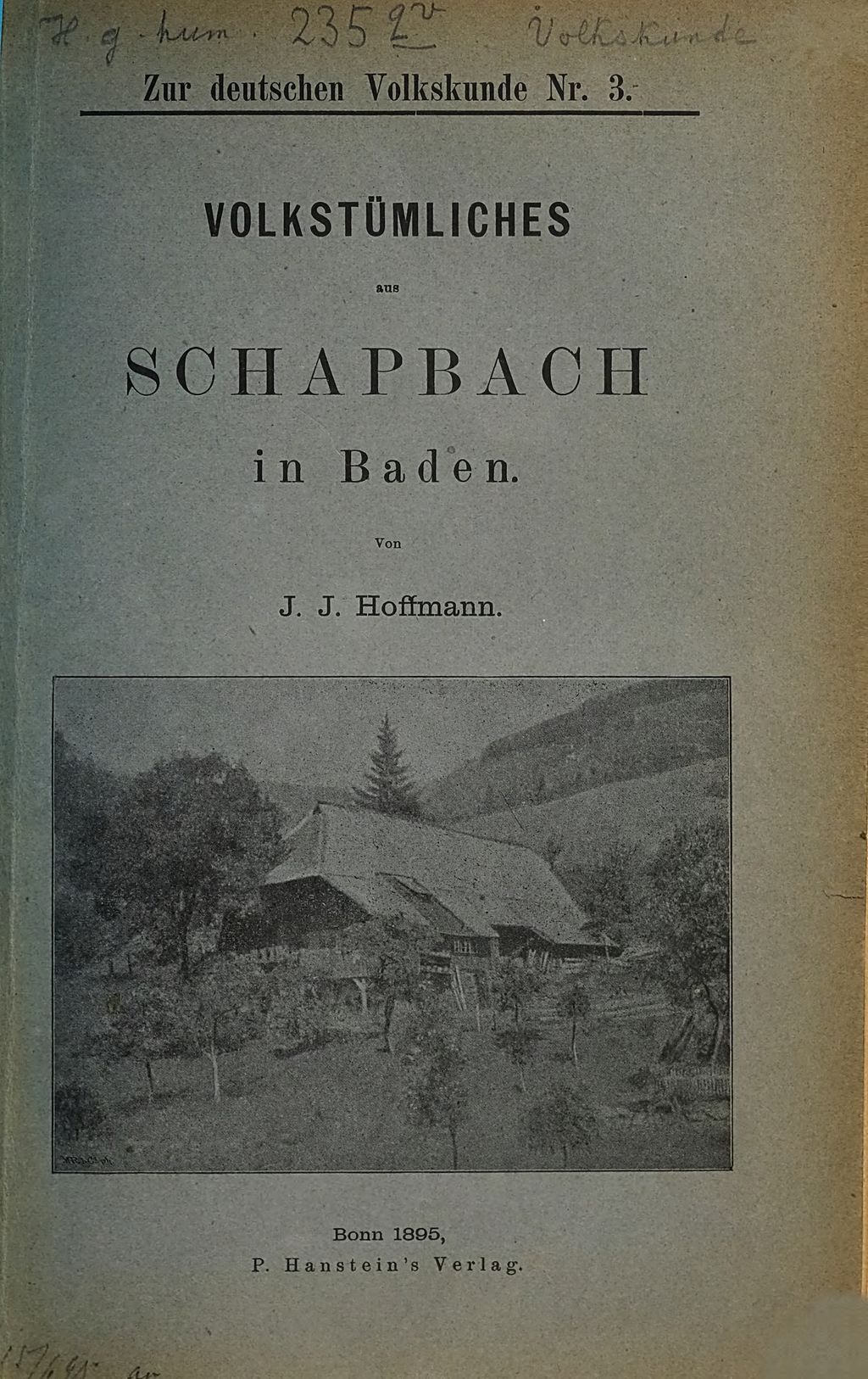 Cover of Volkstümliches aus Schapbach in Baden