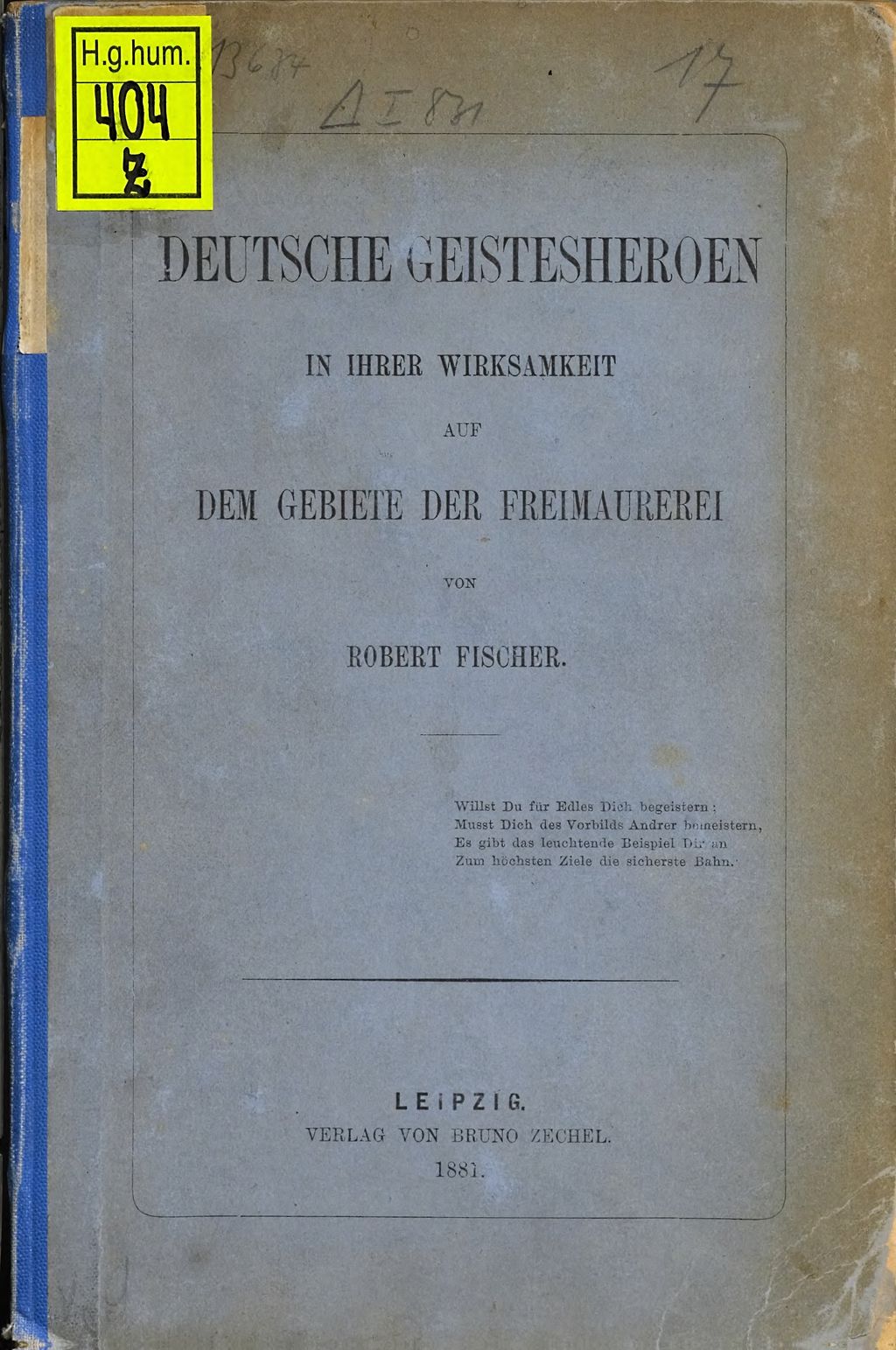 Cover of Deutsche Geistesheroen in ihrer Wirksamkeit auf dem Gebiete der Freimaurerei