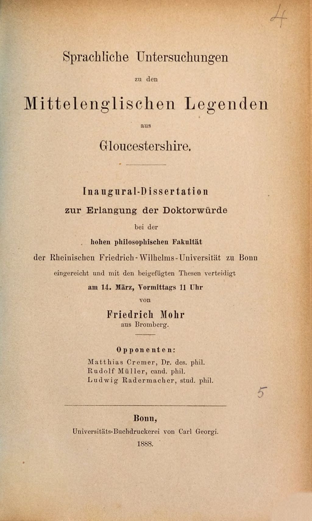 Cover of Sprachliche Untersuchungen zu den Mittelenglischen Legenden aus Gloucestershire