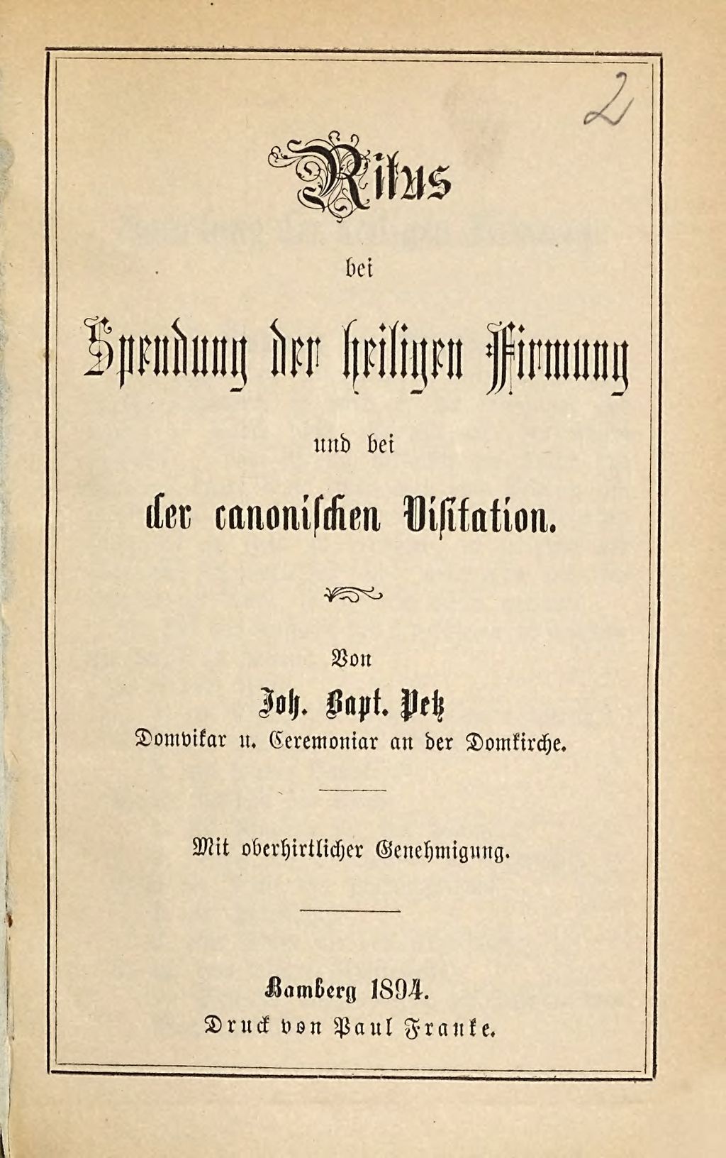 Cover of Ritus bei Spendung der heiligen Firmung und bei der canonischen Visitation