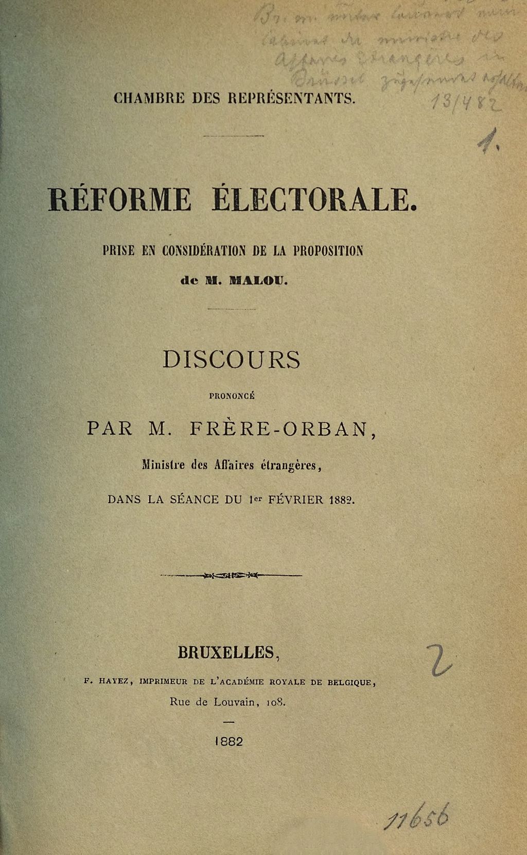 Cover of Chambre des Représentants