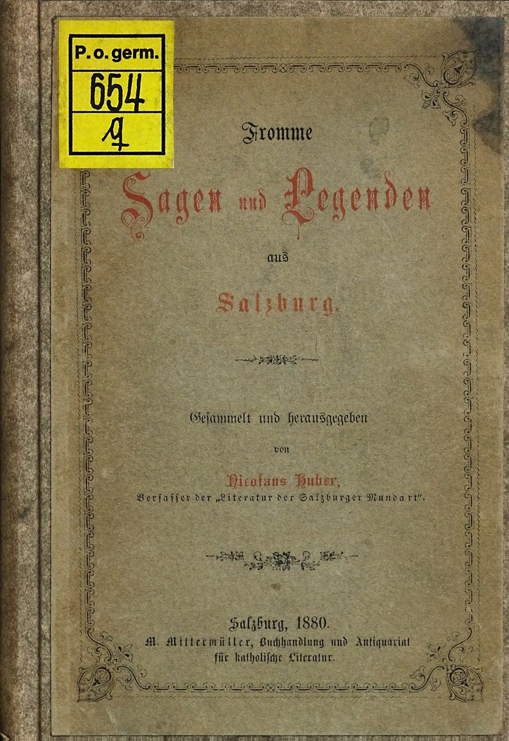 Cover of Fromme sagen und legenden aus Salzburg