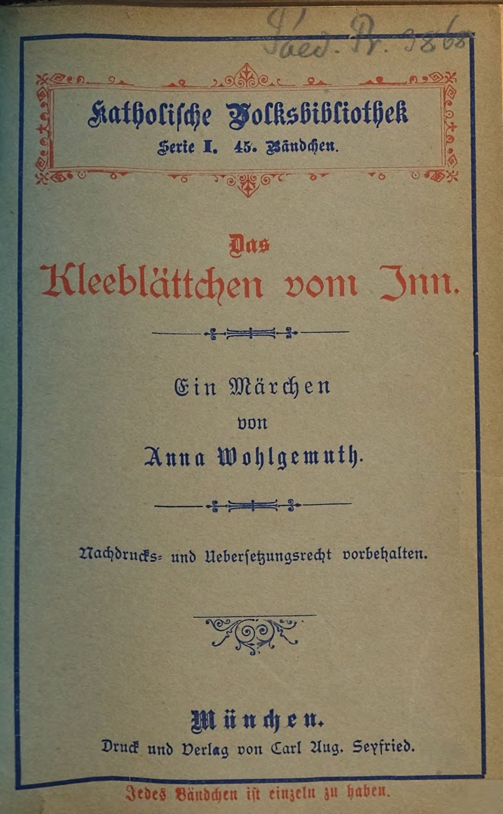Cover of Das Kleeblättchen vom Inn