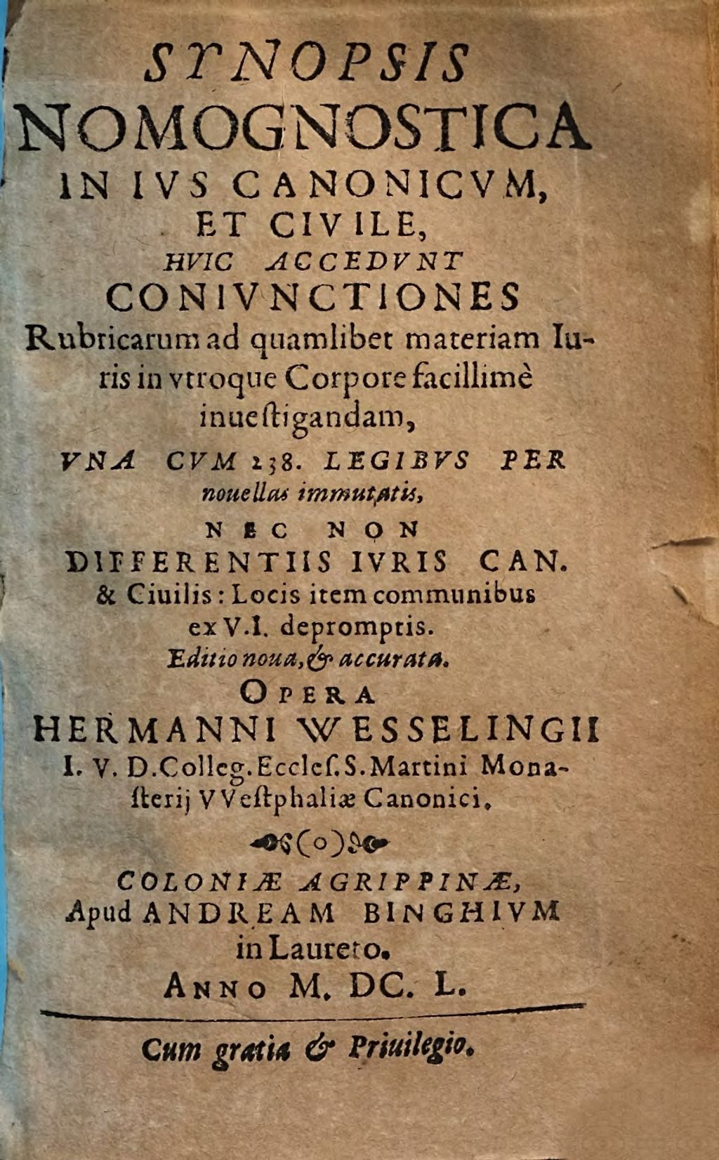 Cover of Synopsis Nomognostica In Ius Canonicum, Et Civile