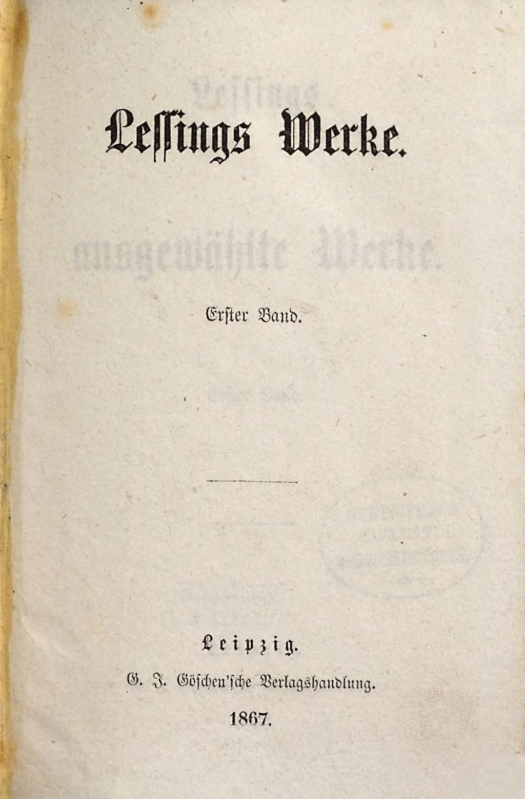 Cover of Lessings Werke. 1