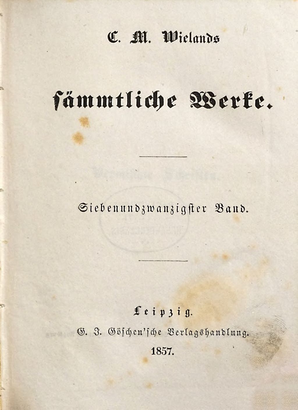 Cover of C. M. Wielands sämmtliche Werke. 27, Vermischte Schriften