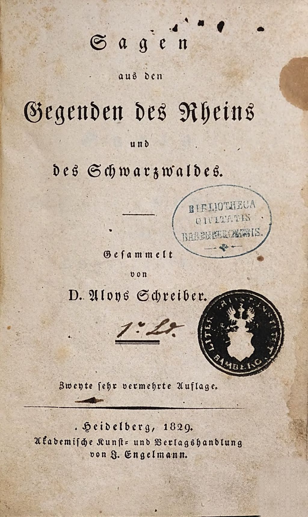 Cover of Sagen aus den Gegenden des Rheins und des Schwarzwaldes. 1