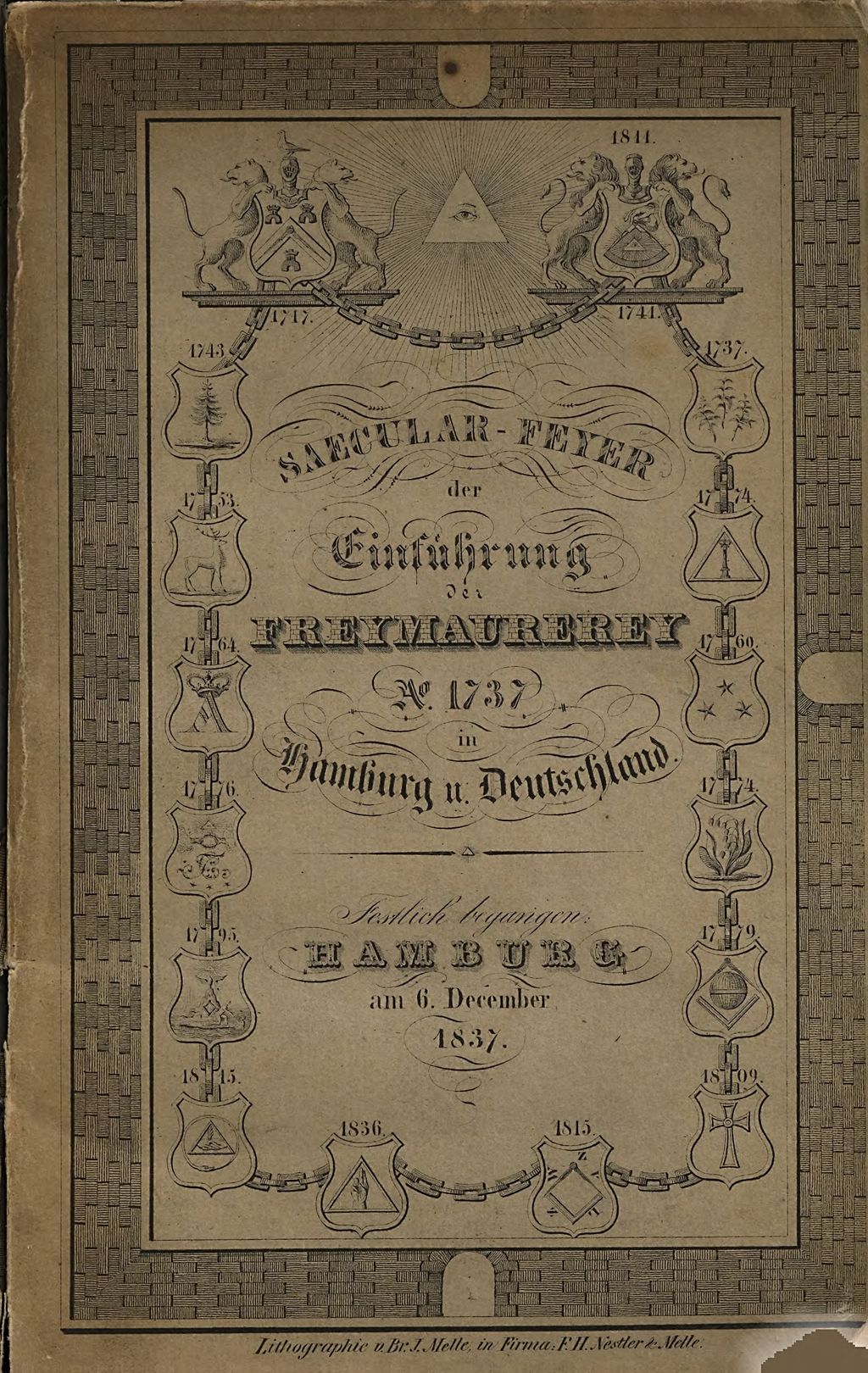 Cover of Saecular-Feier der Einführung der Freymaurerey in Hamburg und Deutschland