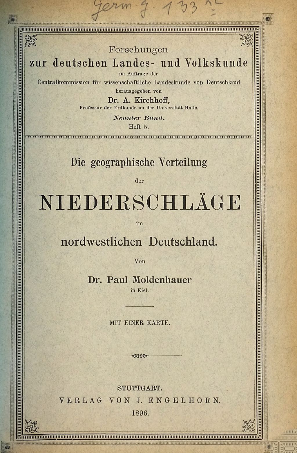 Cover of Die geographische Verteilung der Niederschläge im nordwestlichen Deutschland
