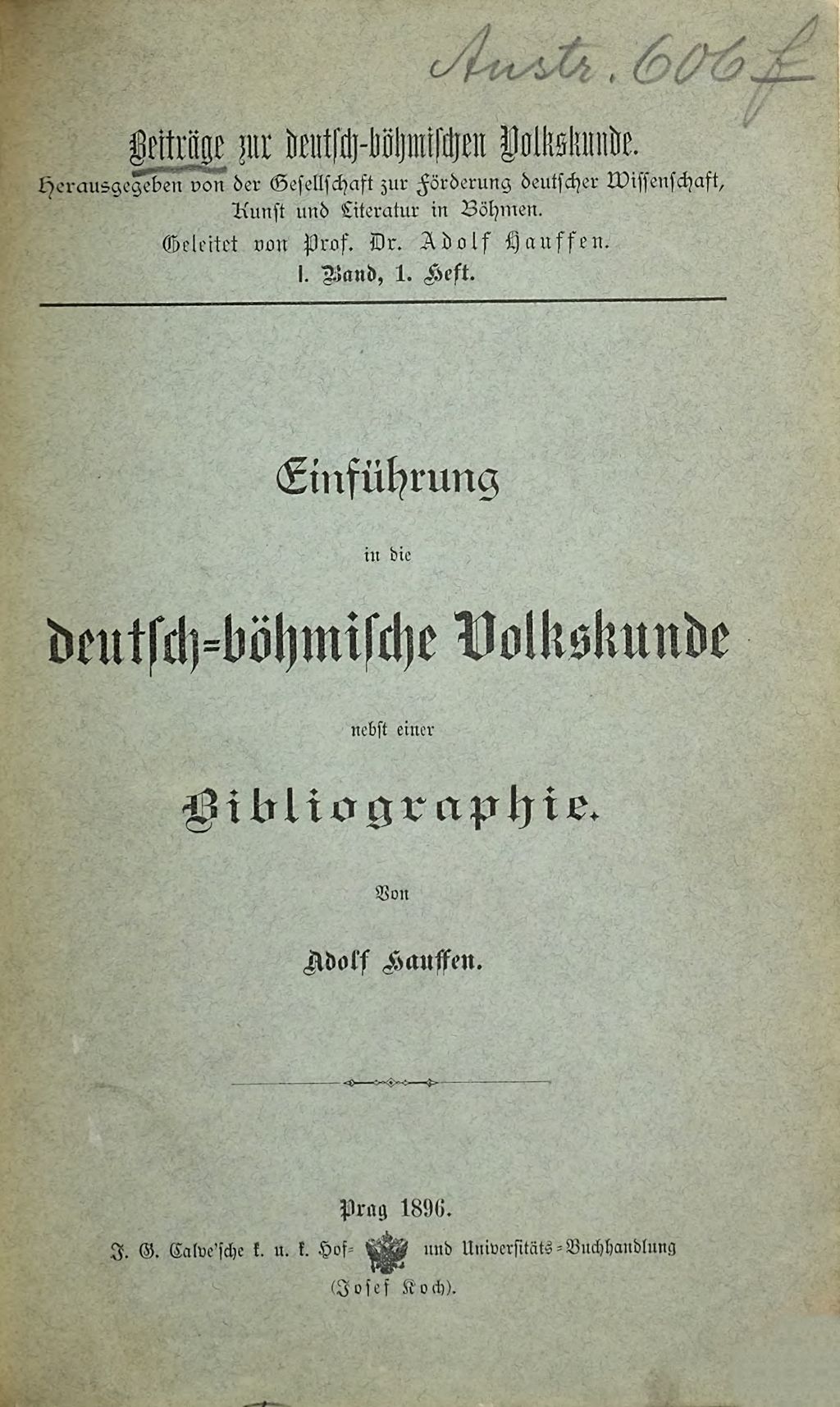 Cover of Einführung in die deutsch-böhmische Volkskunde