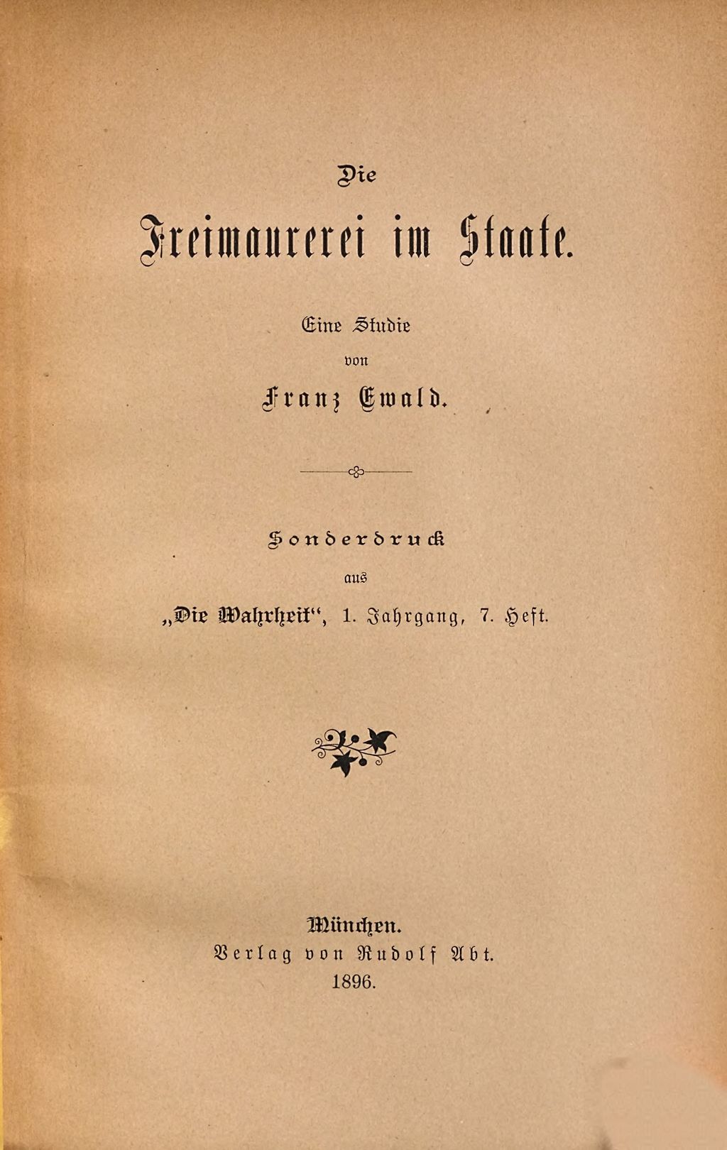 Cover of Die Freimaurerei im Staate