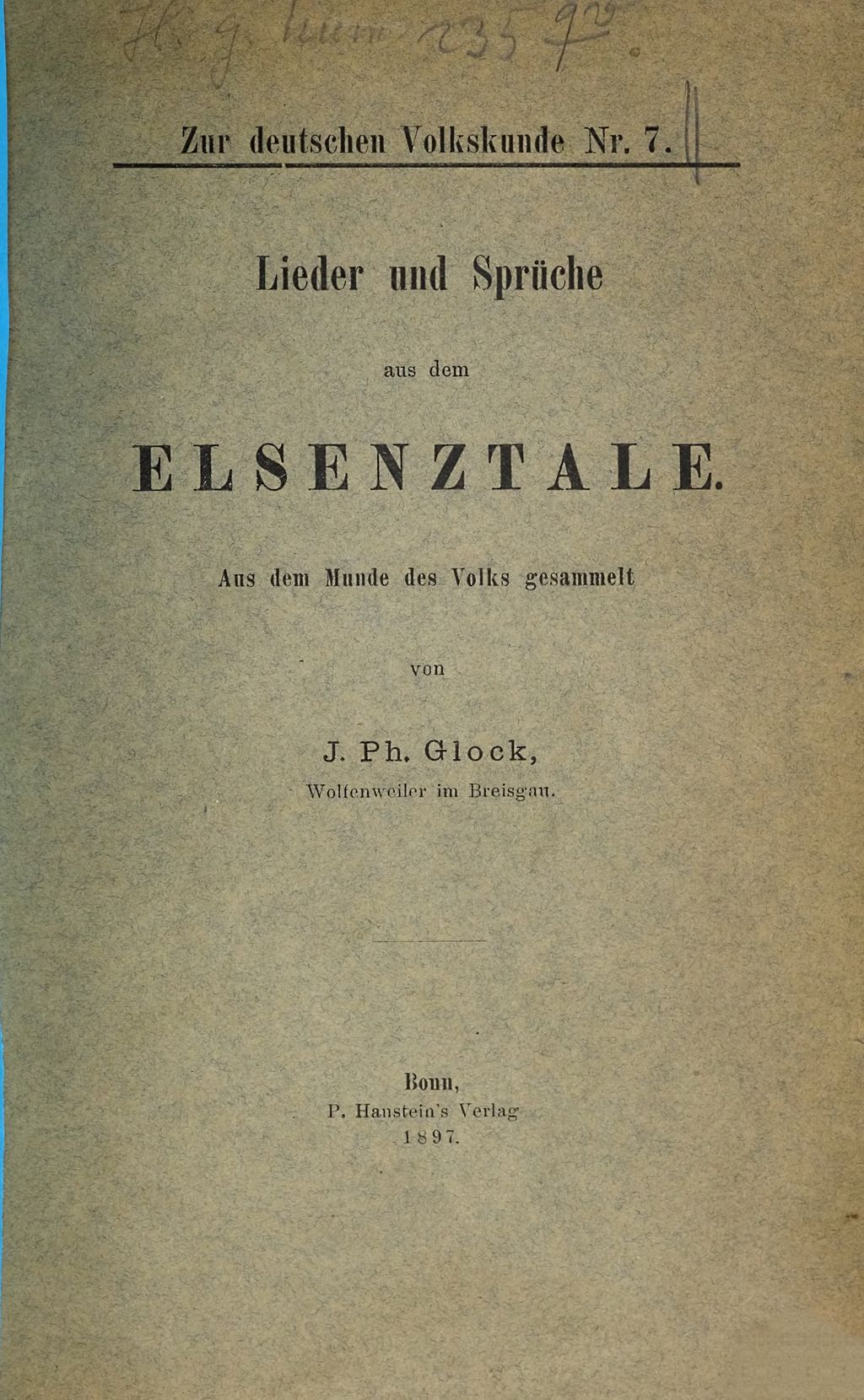 Cover of Lieder und Sprüche aus dem Elsenztale