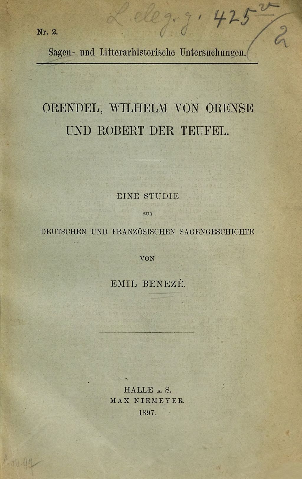 Cover of Orendel, Wilhelm von Orense und Robert der Teufel