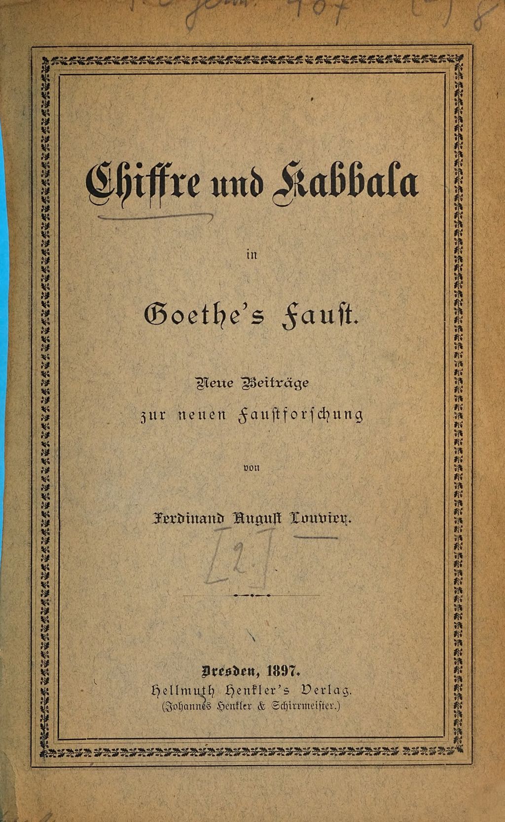 Cover of Chiffre und Kabbala in Goethe's Faust