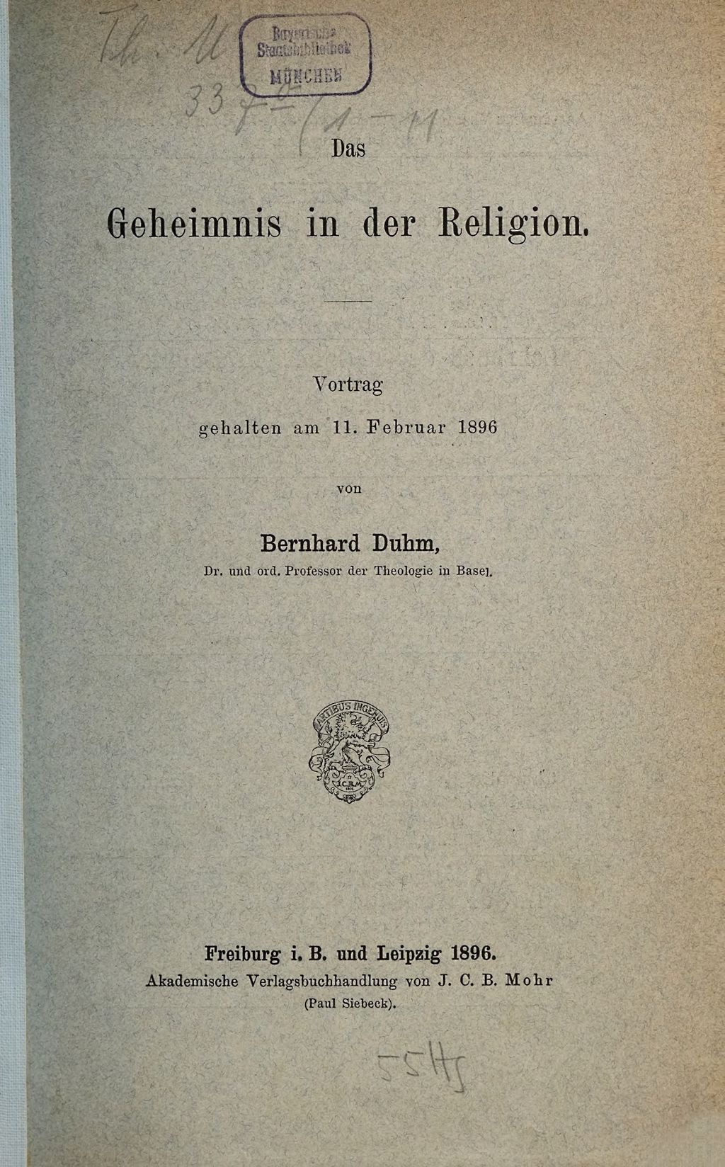 Cover of Das Geheimnis in der Religion