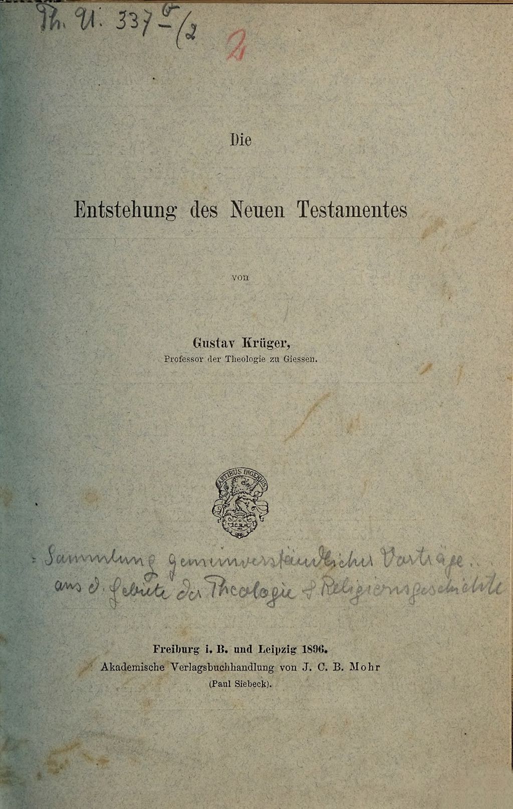 Cover of Die Entstehung des Neuen Testamentes