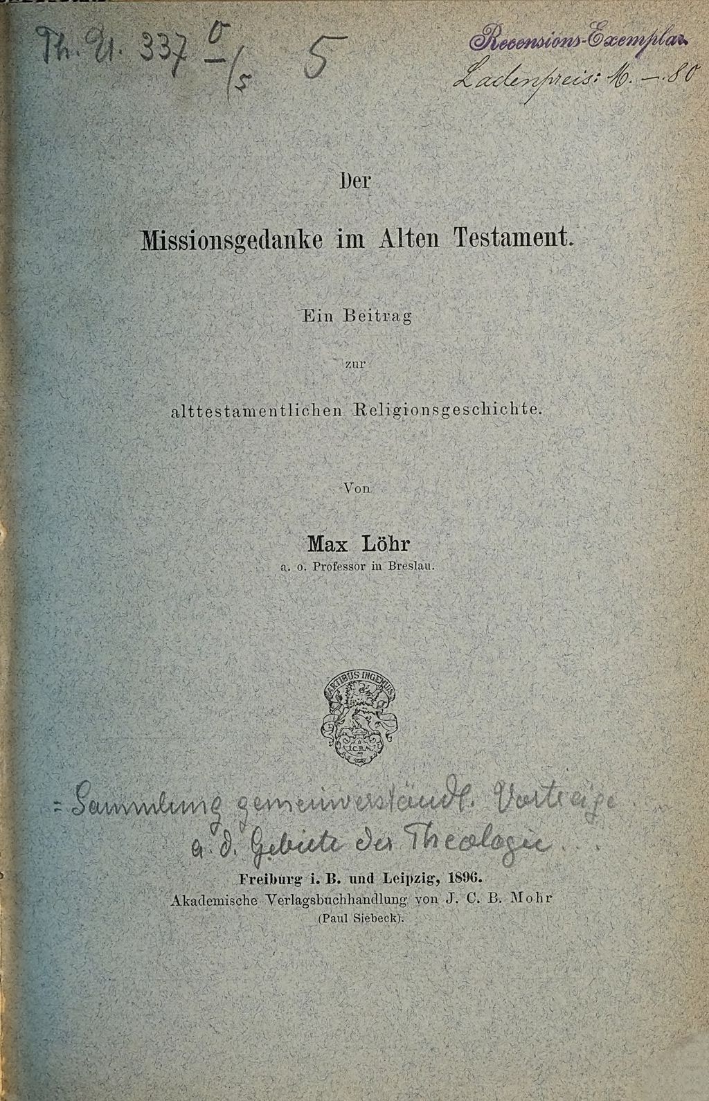 Cover of Der Missionsgedanke im Alten Testament
