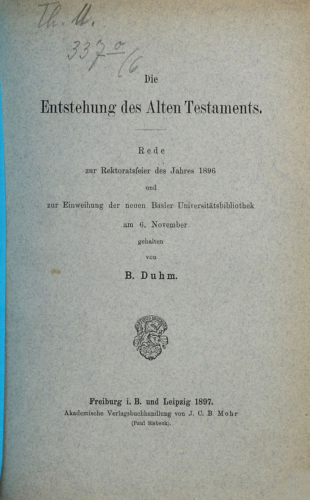 Cover of Die Entstehung des Alten Testaments