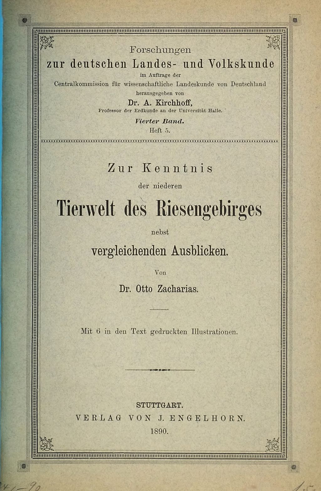 Cover of Zur Kenntnis der niederen Tierwelt des Riesengebirges nebst vergleichenden Ausblicken