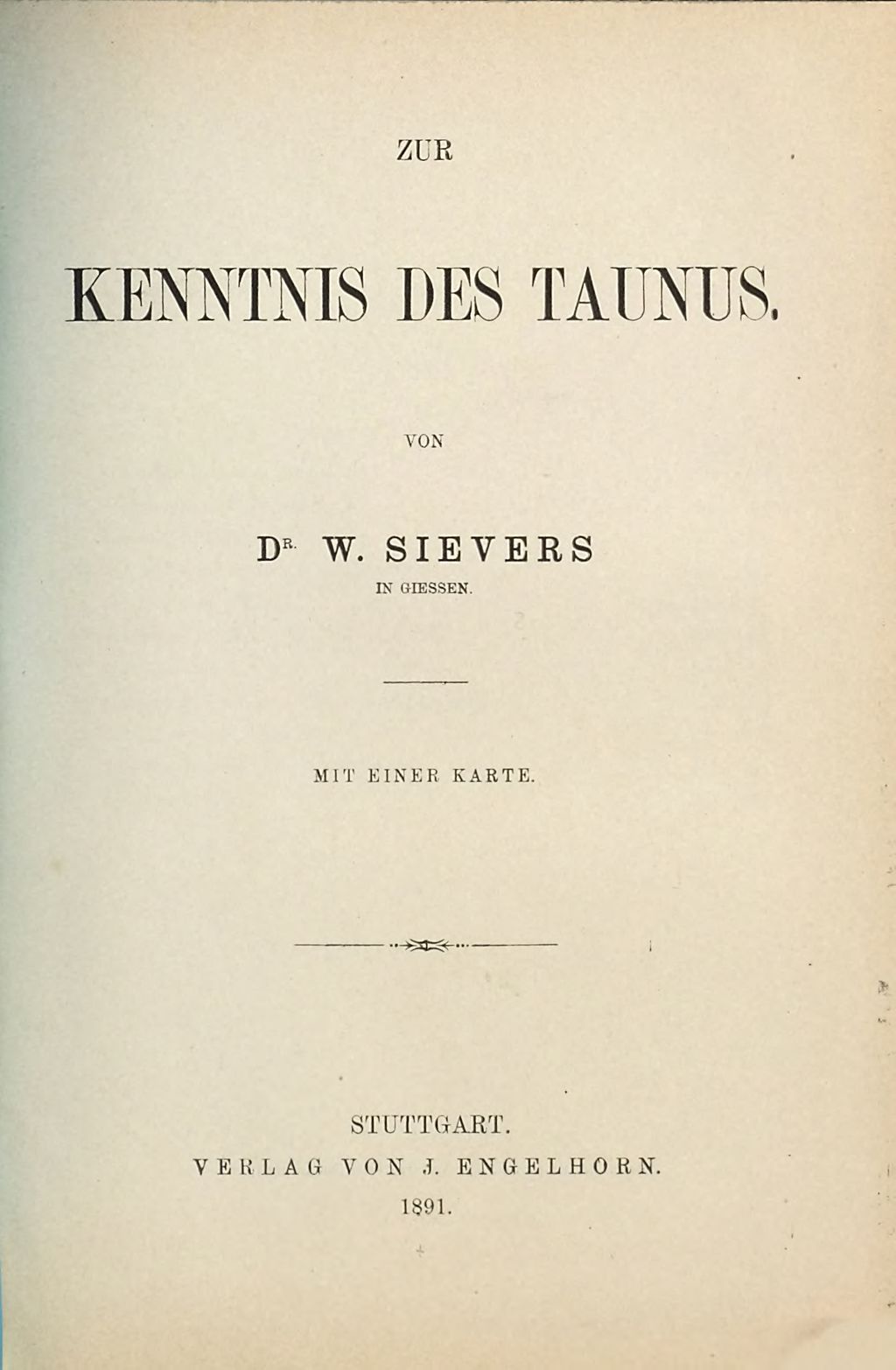 Cover of Zur Kenntnis des Taunus