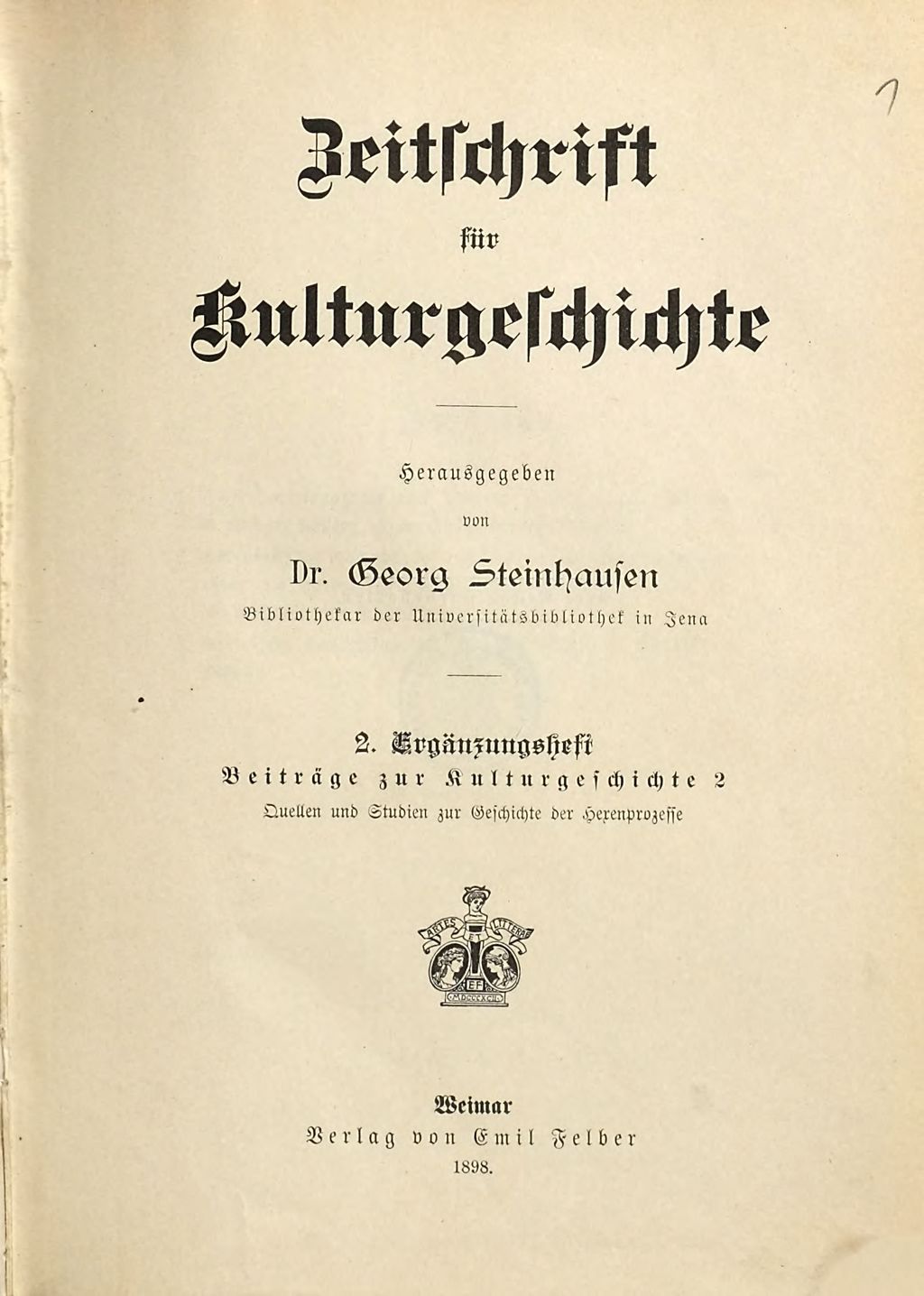 Cover of Quellen und Studien zur Geschichte der Hexenprozesse