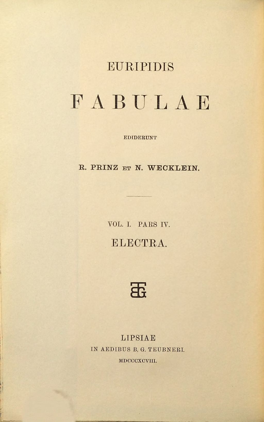 Cover of Euripidis Fabulae . 1,4, Electra