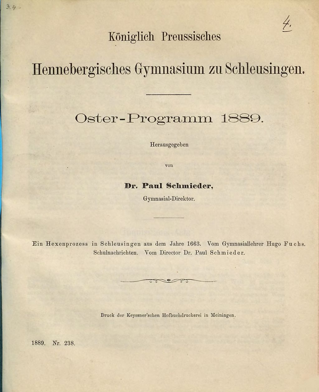 Cover of Ein Hexenprozess in Schleusingen aus dem Jahre 1663