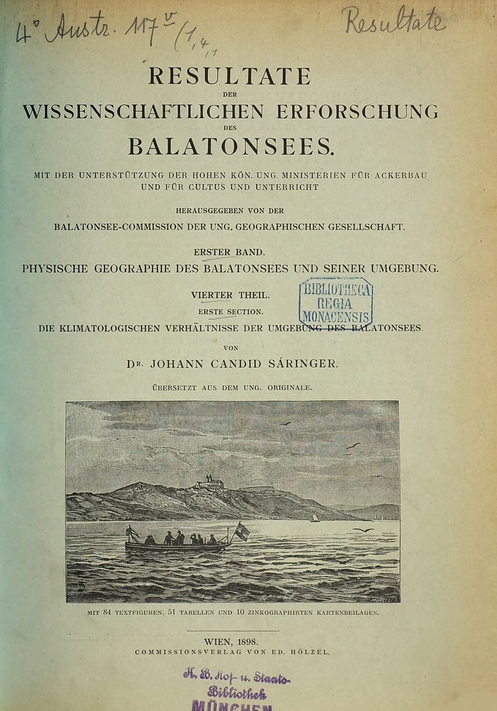 Cover of Resultate der wissenschaftlichen Erforschung des Balatonsees. Bd. 1, Physische Geographie des Balatonsees und seiner Umgebung