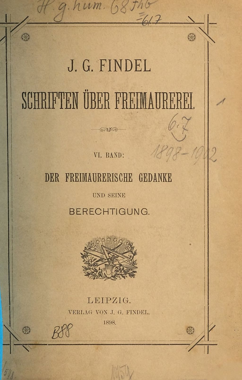 Cover of Schriften über Freimaurerei . 6