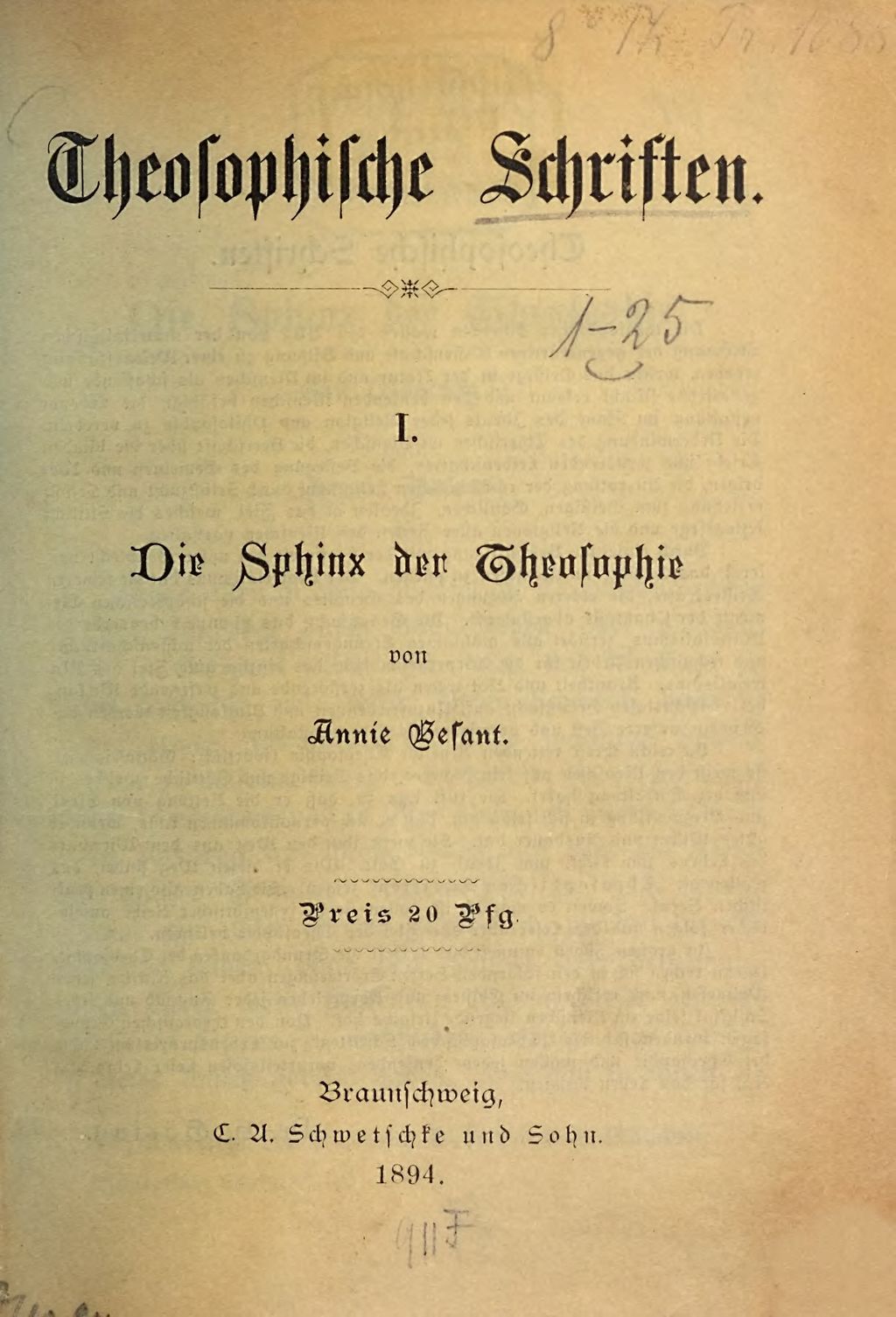 Cover of Die Sphinx der Theosophie